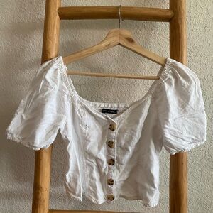 Abercrombie & Fitch White Button Down Crop Top